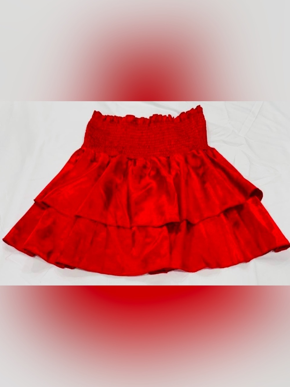SHEIN Red Tiered Ruffle Skirt S Like New